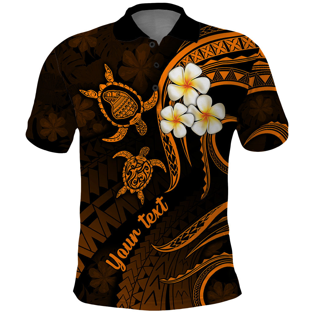 Personalised Lanai Hawaii Polo Shirt Polynesian Tattoo and Pacific Plumeria Gold Vibe LT9