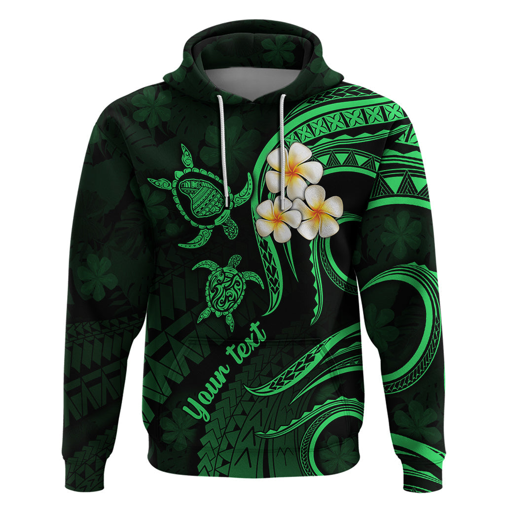 Personalised Lanai Hawaii Hoodie Polynesian Tattoo and Pacific Plumeria Green Vibe LT9