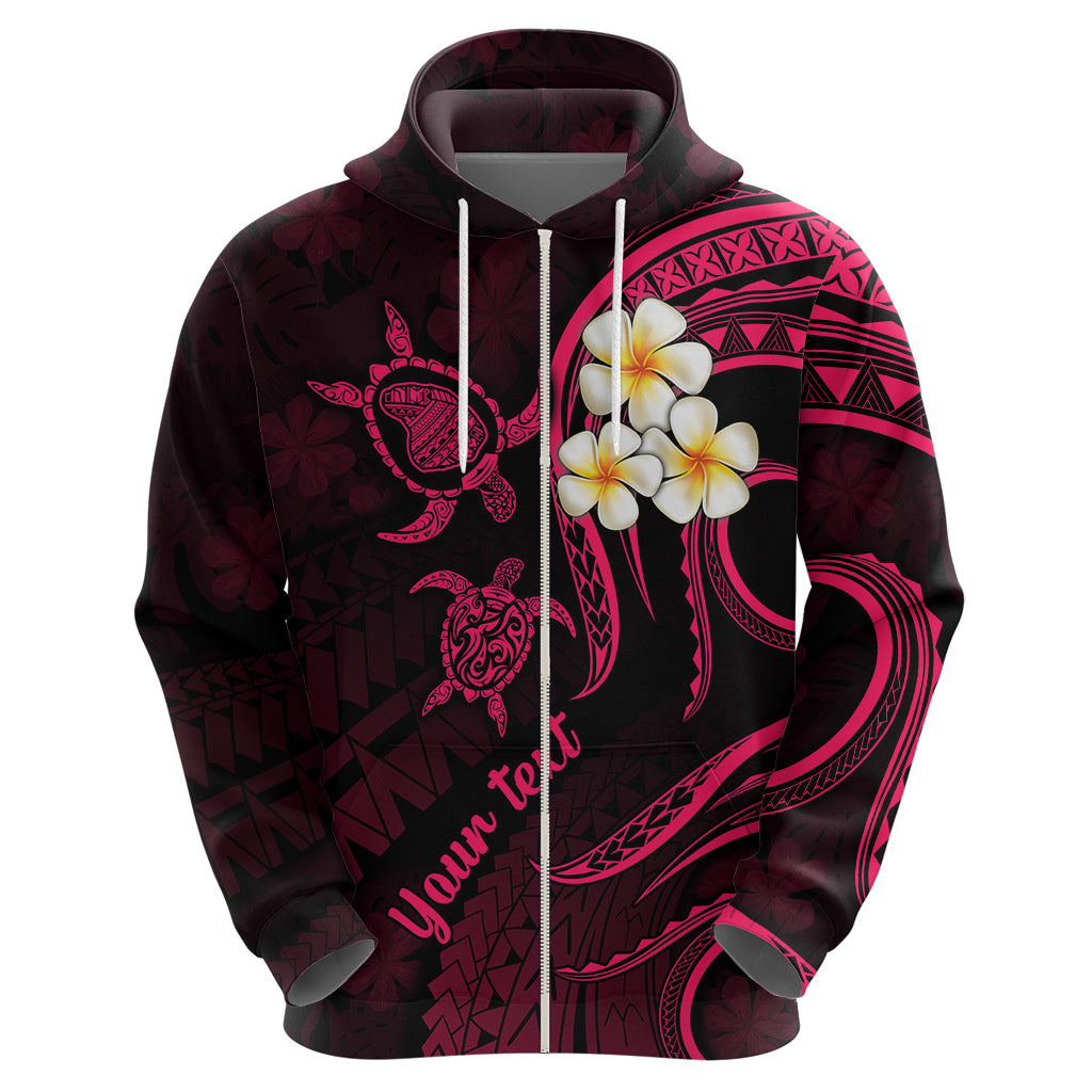 Personalised Lanai Hawaii Hoodie Polynesian Tattoo and Pacific Plumeria Pink Vibe LT9