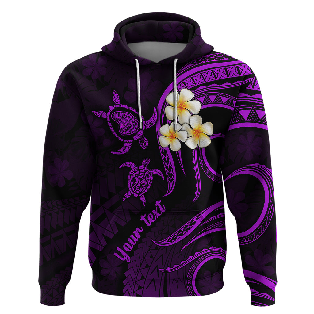 Personalised Lanai Hawaii Hoodie Polynesian Tattoo and Pacific Plumeria Purple Vibe LT9
