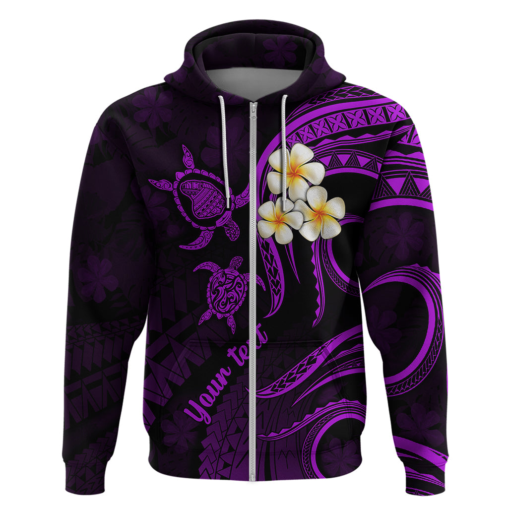 Personalised Lanai Hawaii Hoodie Polynesian Tattoo and Pacific Plumeria Purple Vibe LT9