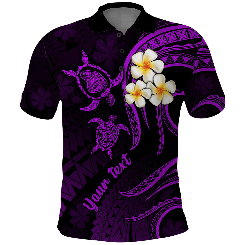 Personalised Lanai Hawaii Polo Shirt Polynesian Tattoo and Pacific Plumeria Purple Vibe LT9