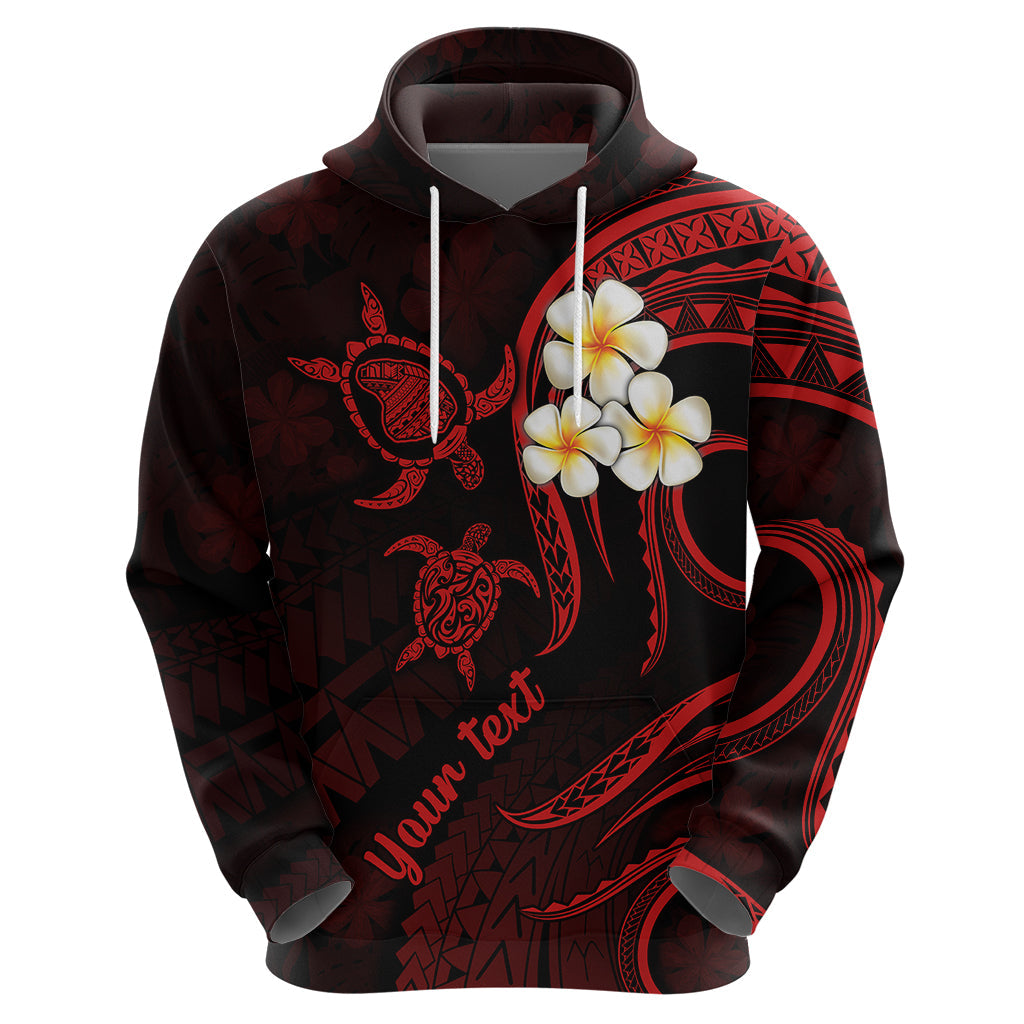 Personalised Lanai Hawaii Hoodie Polynesian Tattoo and Pacific Plumeria Red Vibe LT9