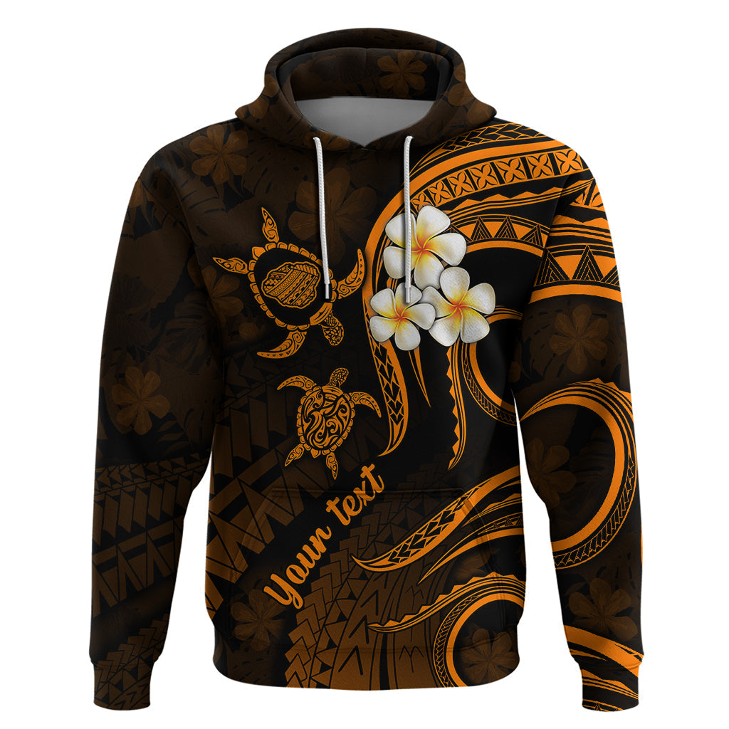 Personalised Kauai Hawaii Hoodie Polynesian Tattoo and Pacific Plumeria Gold Vibe LT9