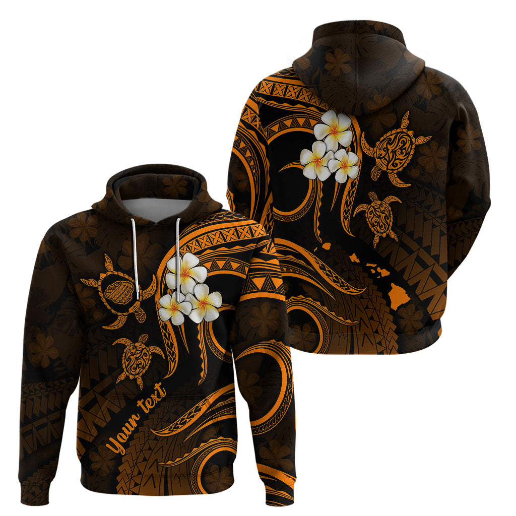 Personalised Kauai Hawaii Hoodie Polynesian Tattoo and Pacific Plumeria Gold Vibe LT9