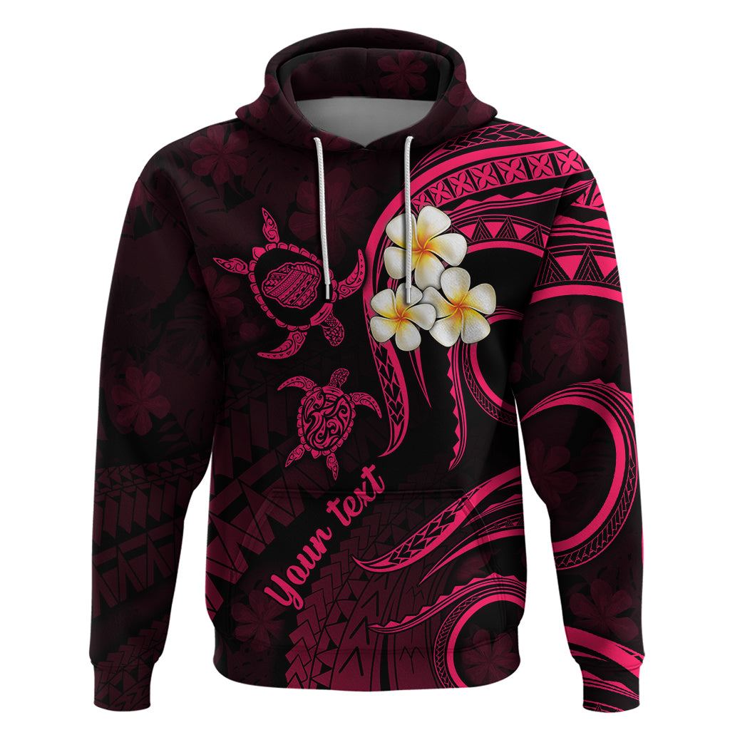 Personalised Kauai Hawaii Hoodie Polynesian Tattoo and Pacific Plumeria Pink Vibe LT9