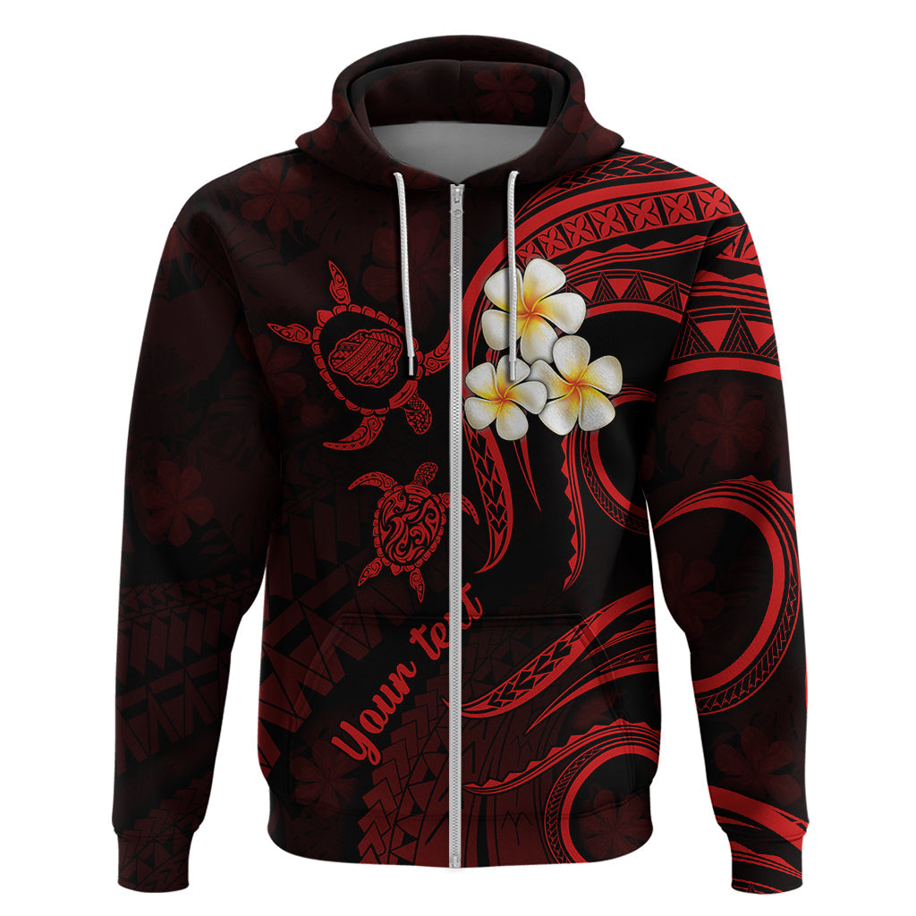 Personalised Kauai Hawaii Hoodie Polynesian Tattoo and Pacific Plumeria Red Vibe LT9