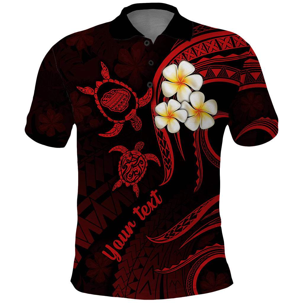 Personalised Kauai Hawaii Polo Shirt Polynesian Tattoo and Pacific Plumeria Red Vibe LT9