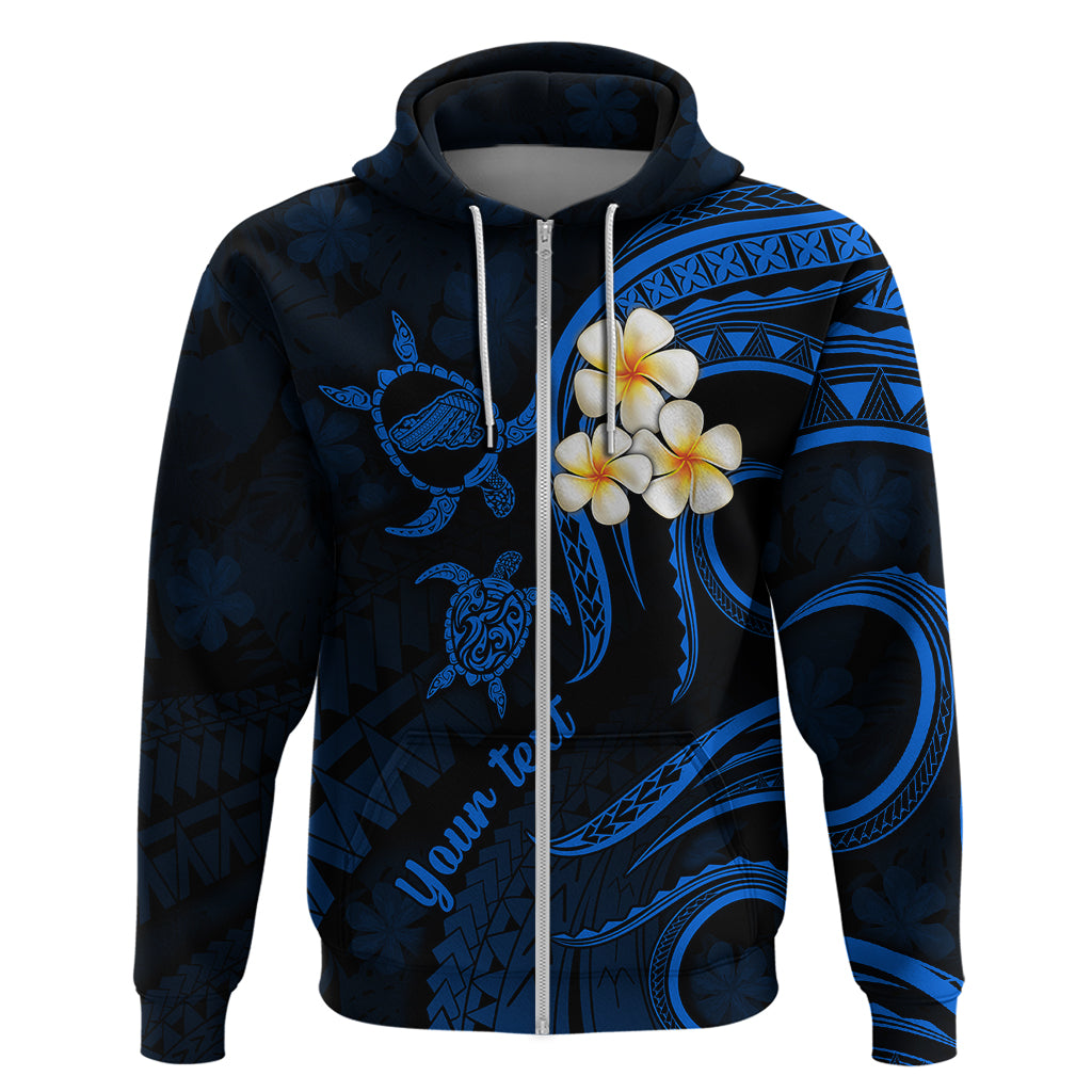 Personalised Kahoolawe Hawaii Hoodie Polynesian Tattoo and Pacific Plumeria Blue Vibe LT9