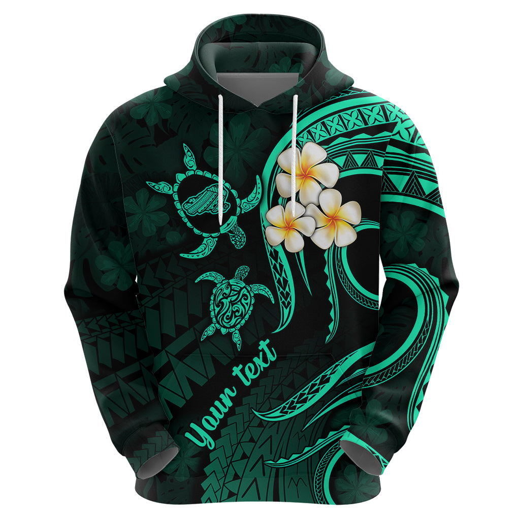 Personalised Kahoolawe Hawaii Hoodie Polynesian Tattoo and Pacific Plumeria Turquoise Vibe LT9