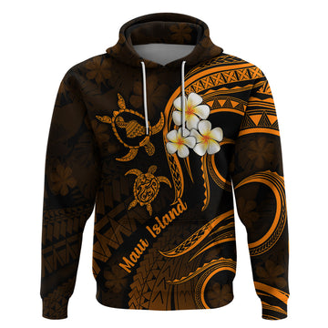 Hawaii Hoodie Maui Islands Pacific Plumeria Gold Vibe LT9