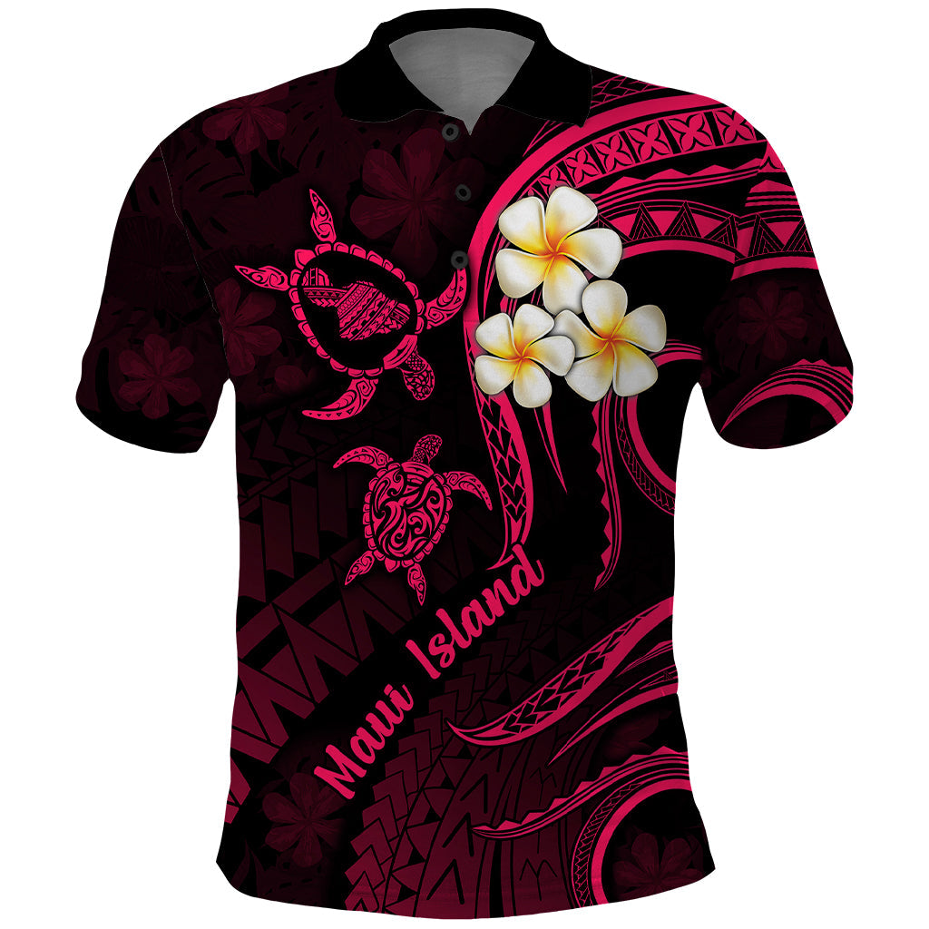Hawaii Polo Shirt Maui Islands Pacific Plumeria Pink Vibe LT9
