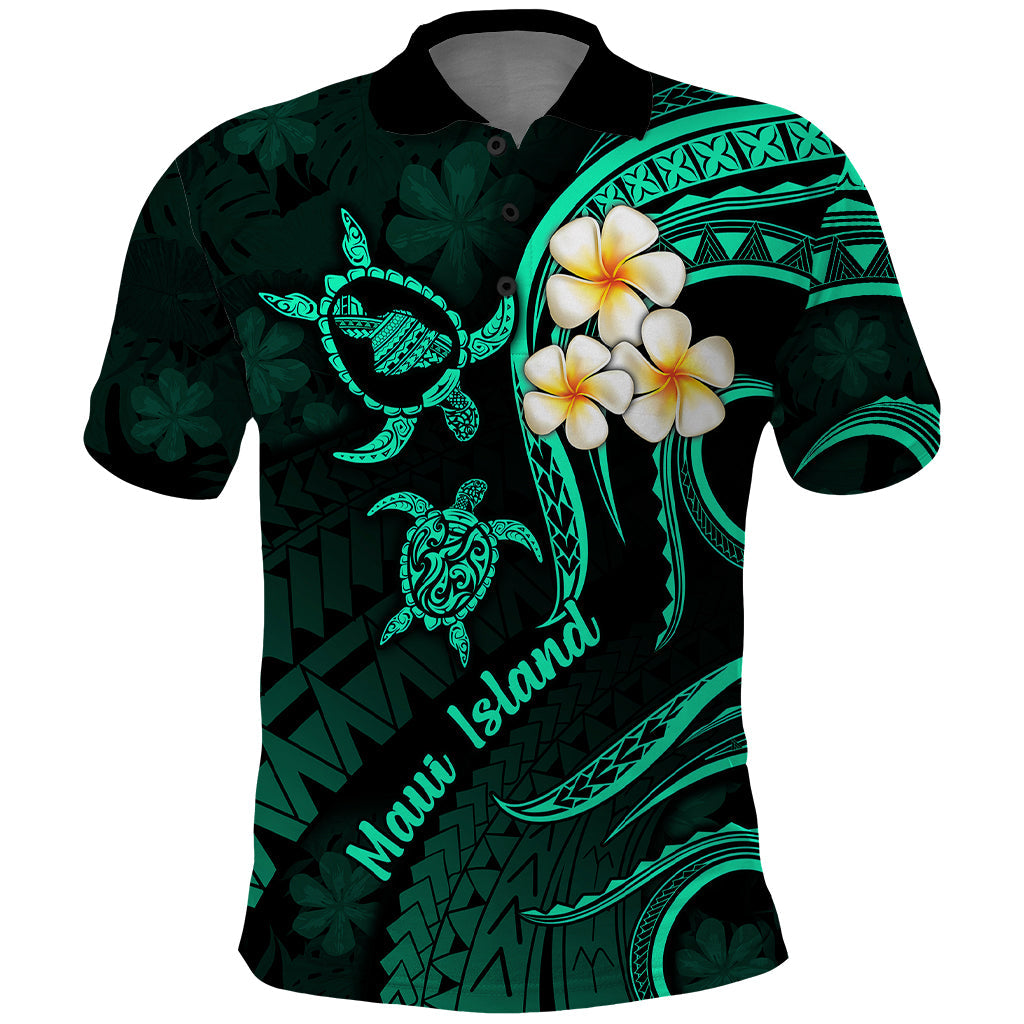 Hawaii Polo Shirt Maui Islands Pacific Plumeria Turquoise Vibe LT9