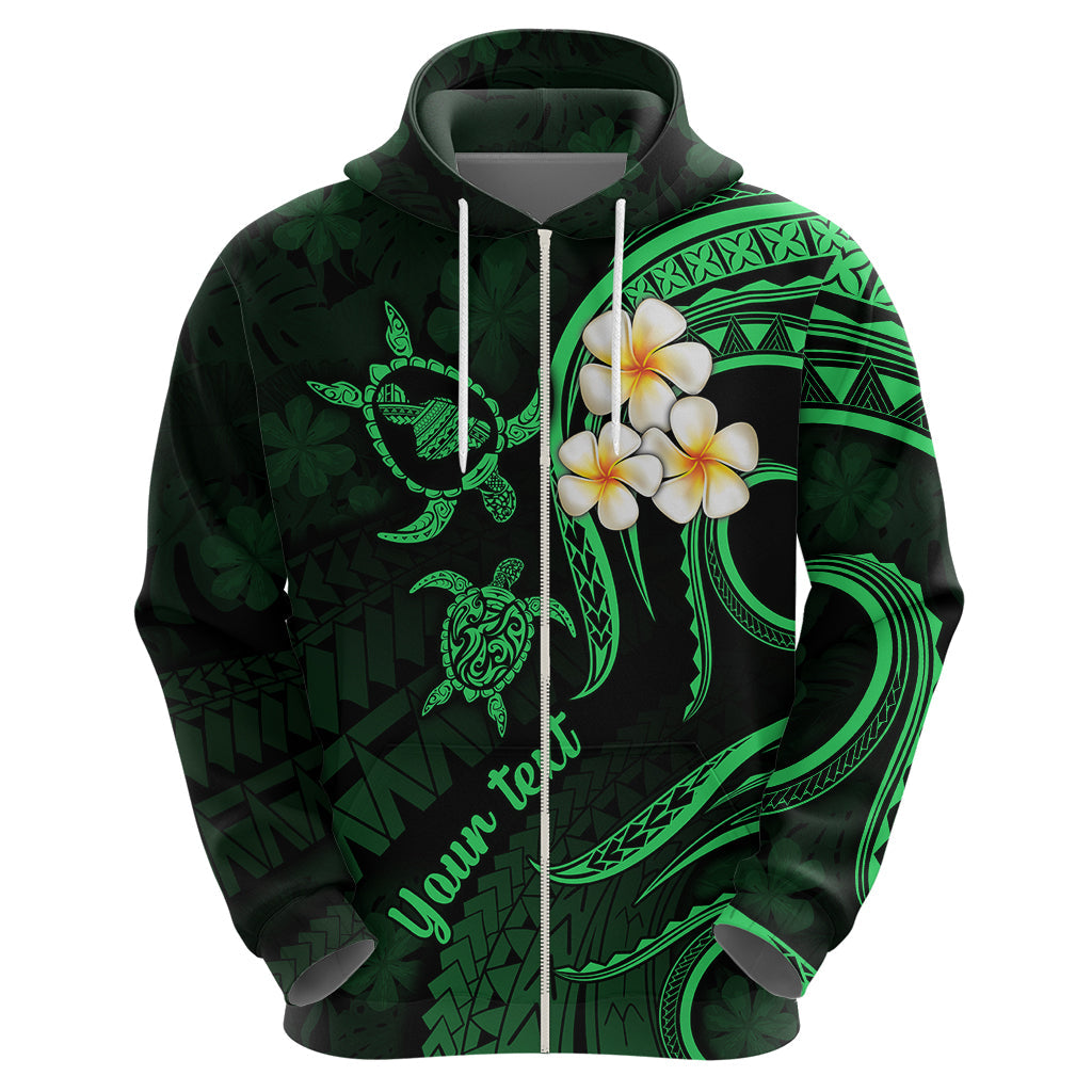 Personalised Maui Hawaii Hoodie Polynesian Tattoo and Pacific Plumeria Green Vibe LT9