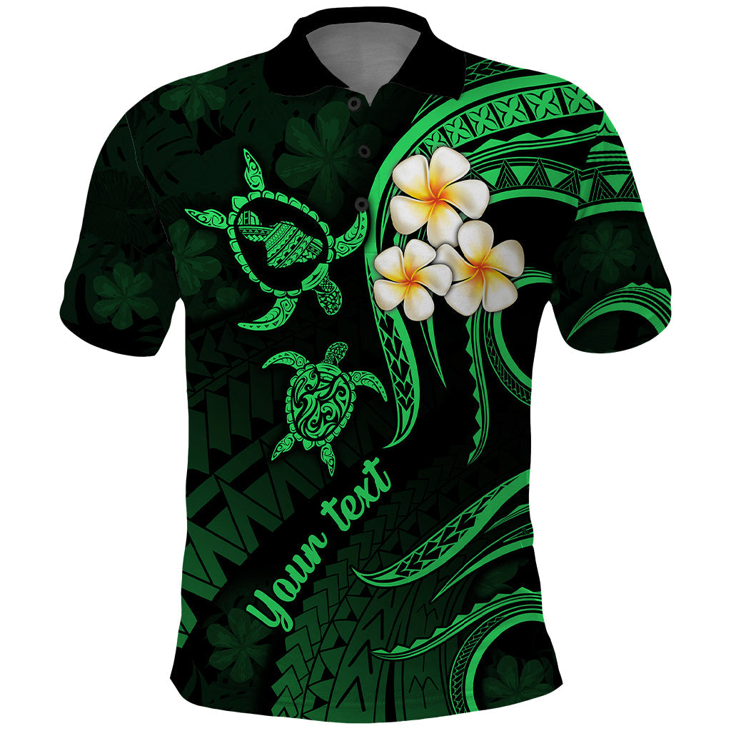 Personalised Maui Hawaii Polo Shirt Polynesian Tattoo and Pacific Plumeria Green Vibe LT9