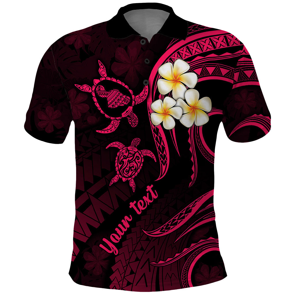 Personalised Maui Hawaii Polo Shirt Polynesian Tattoo and Pacific Plumeria Pink Vibe LT9