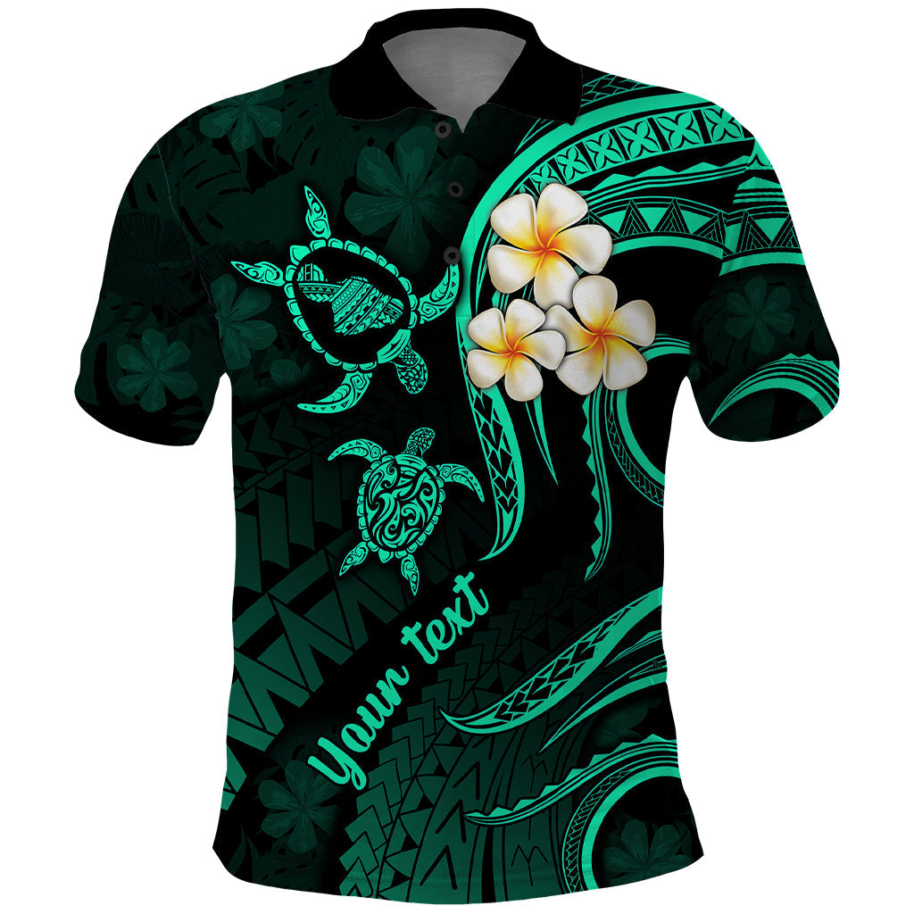Personalised Maui Hawaii Polo Shirt Polynesian Tattoo and Pacific Plumeria Turquoise Vibe LT9