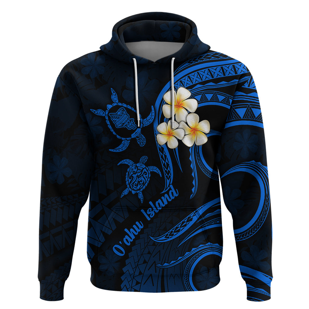 Hawaii Hoodie Oahu Islands Pacific Plumeria Blue Vibe LT9