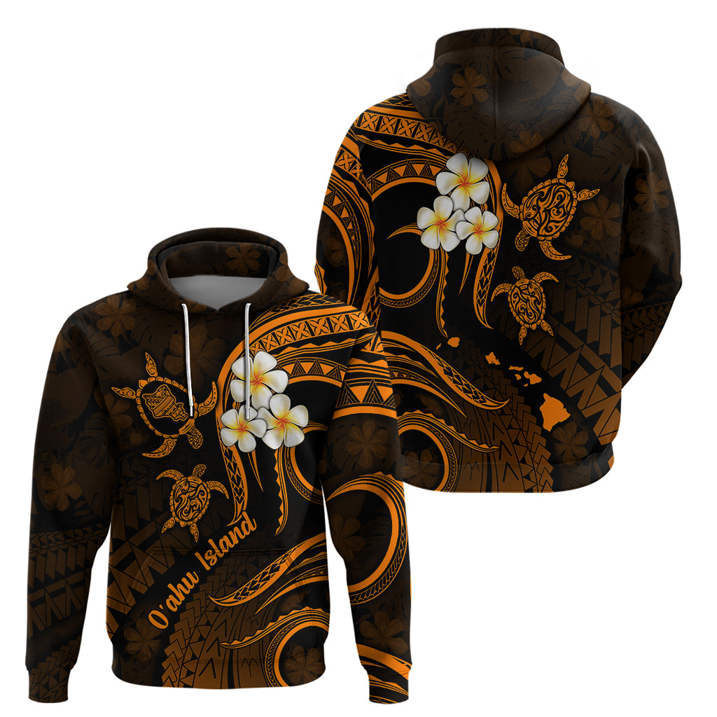 Hawaii Hoodie Oahu Islands Pacific Plumeria Gold Vibe LT9