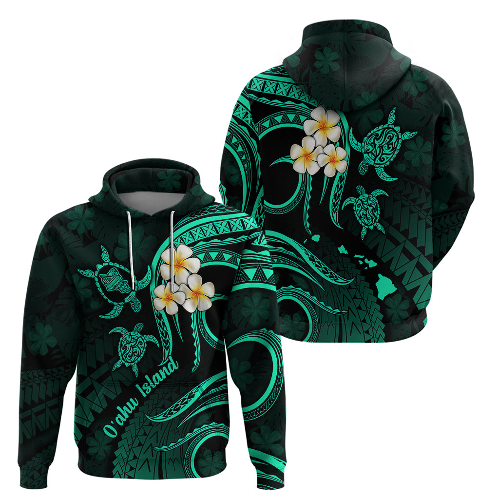 Hawaii Hoodie Oahu Islands Pacific Plumeria Turquoise Vibe LT9