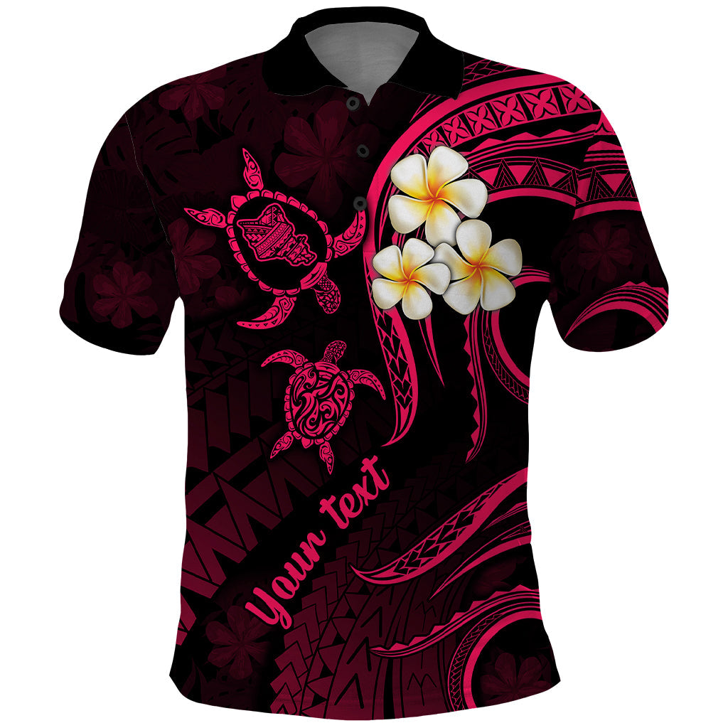 Personalised Oahu Hawaii Polo Shirt Polynesian Tattoo and Pacific Plumeria Pink Vibe LT9