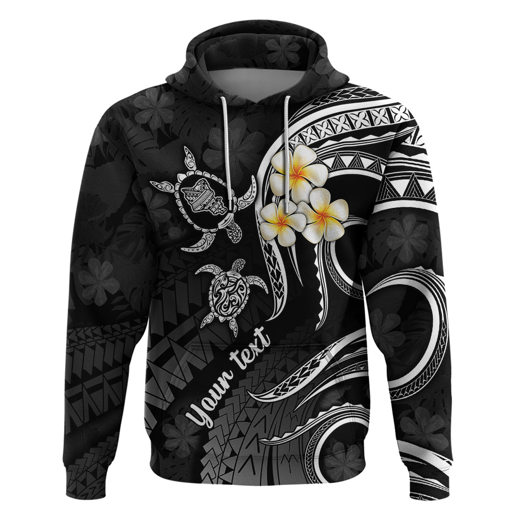 Personalised Oahu Hawaii Hoodie Polynesian Tattoo and Pacific Plumeria White Vibe LT9