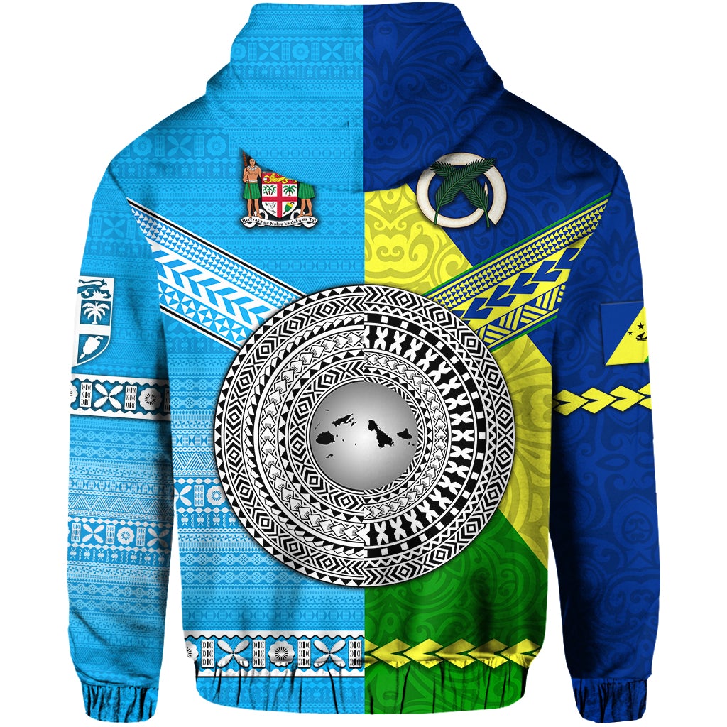 Vanuatu Malampa Province and Fiji Zip Hoodie Together LT8