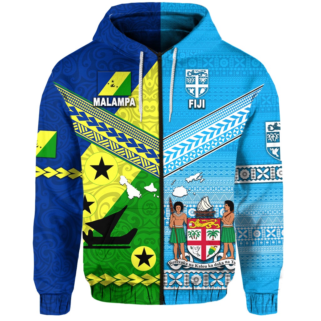 Vanuatu Malampa Province and Fiji Zip Hoodie Together LT8
