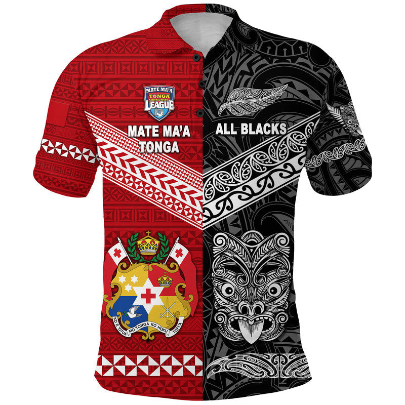 Custom Mate Maa Tonga Ngatu And New Zealand Maori All Black Aboriginal Polo Shirt Rugby Together LT8