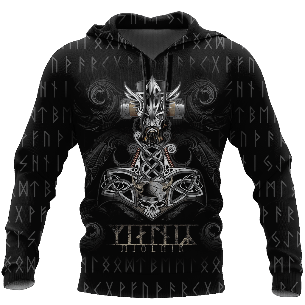 Viking Clothing Mjolnir and Skull Hoodie RLT12