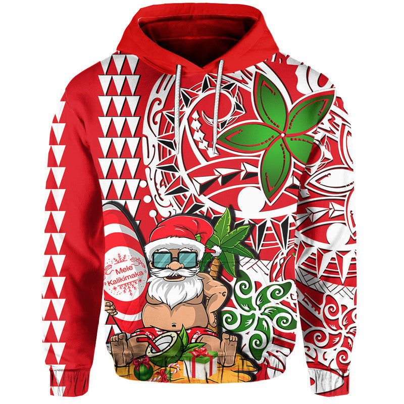 Hawaii Mele Kalikimaka Santa Claus Beach Hoodie LT6