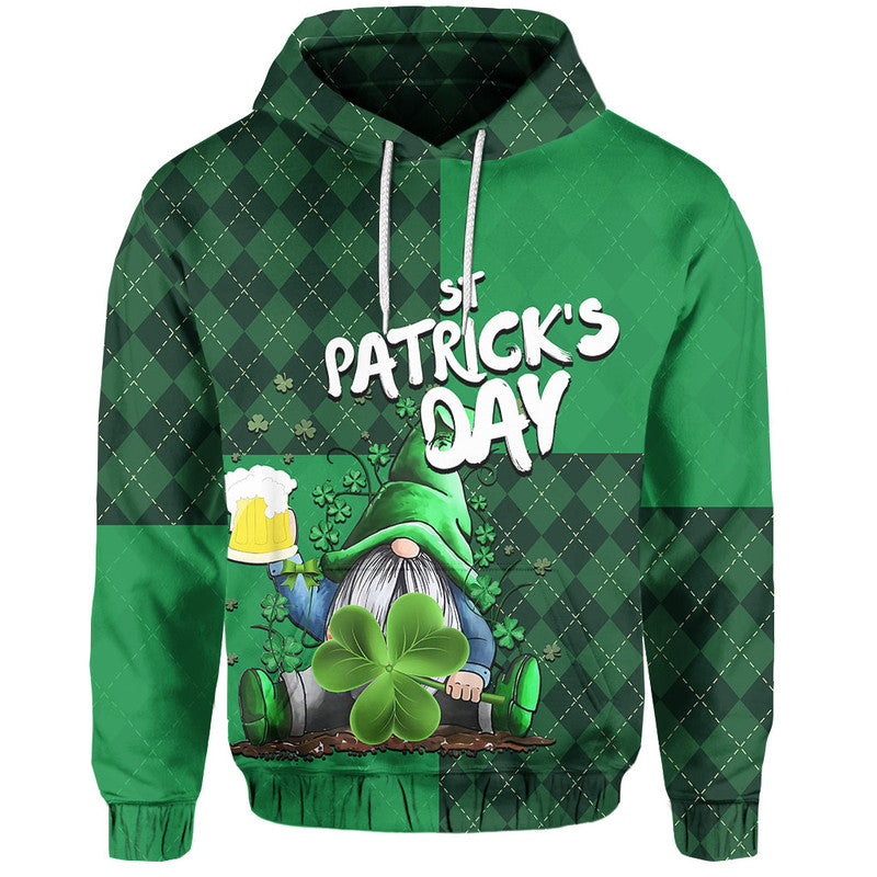 St Patricks Day Hoodie Gnome Drinking Beer LT6
