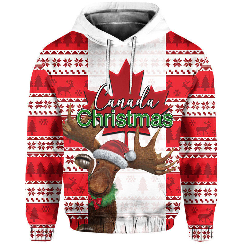 Christmas Moose Canada Hoodie Flag Style LT6