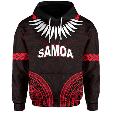 Custom Personalised Samoa Ula Nifo Tribal Hoodie Red Style LT6