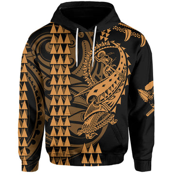 Custom Hawaii Polynesian Warrior Kakau Hoodie Gold LT6