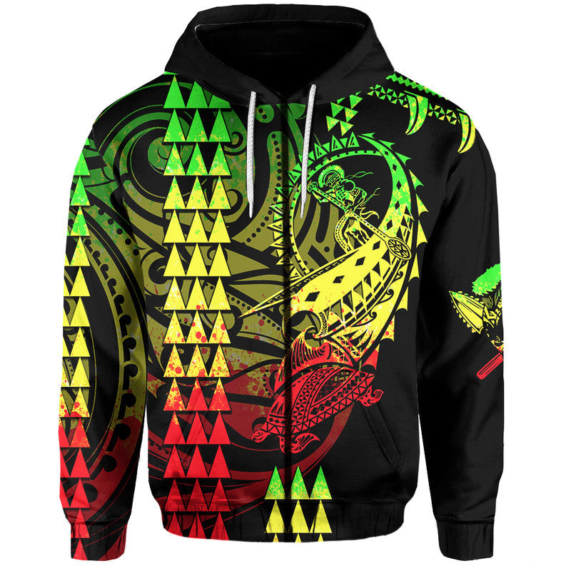 Custom Hawaii Polynesian Warrior Kakau Hoodie Reggage LT6
