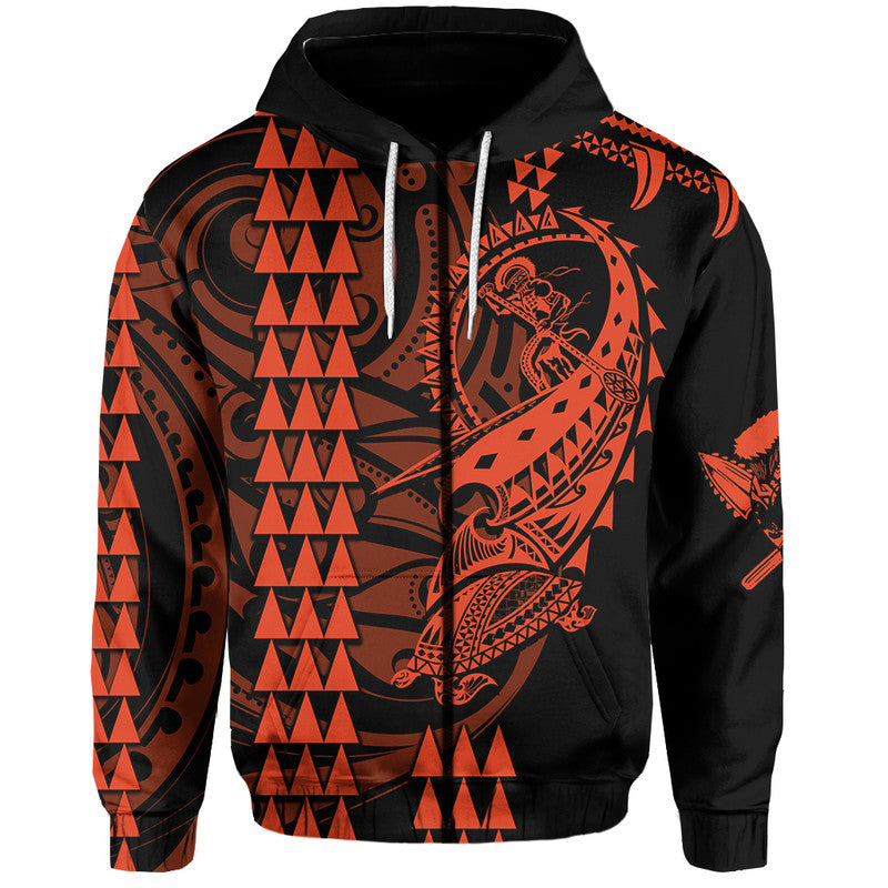 Custom Hawaii Polynesian Warrior Kakau Hoodie Orange LT6