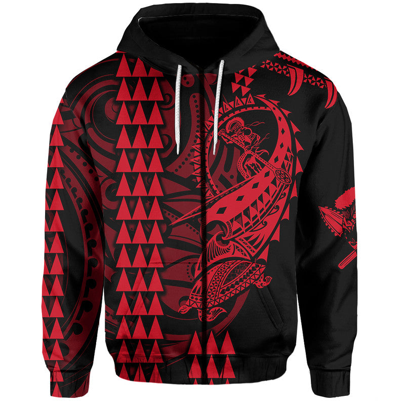 Custom Hawaii Polynesian Warrior Kakau Hoodie Red LT6