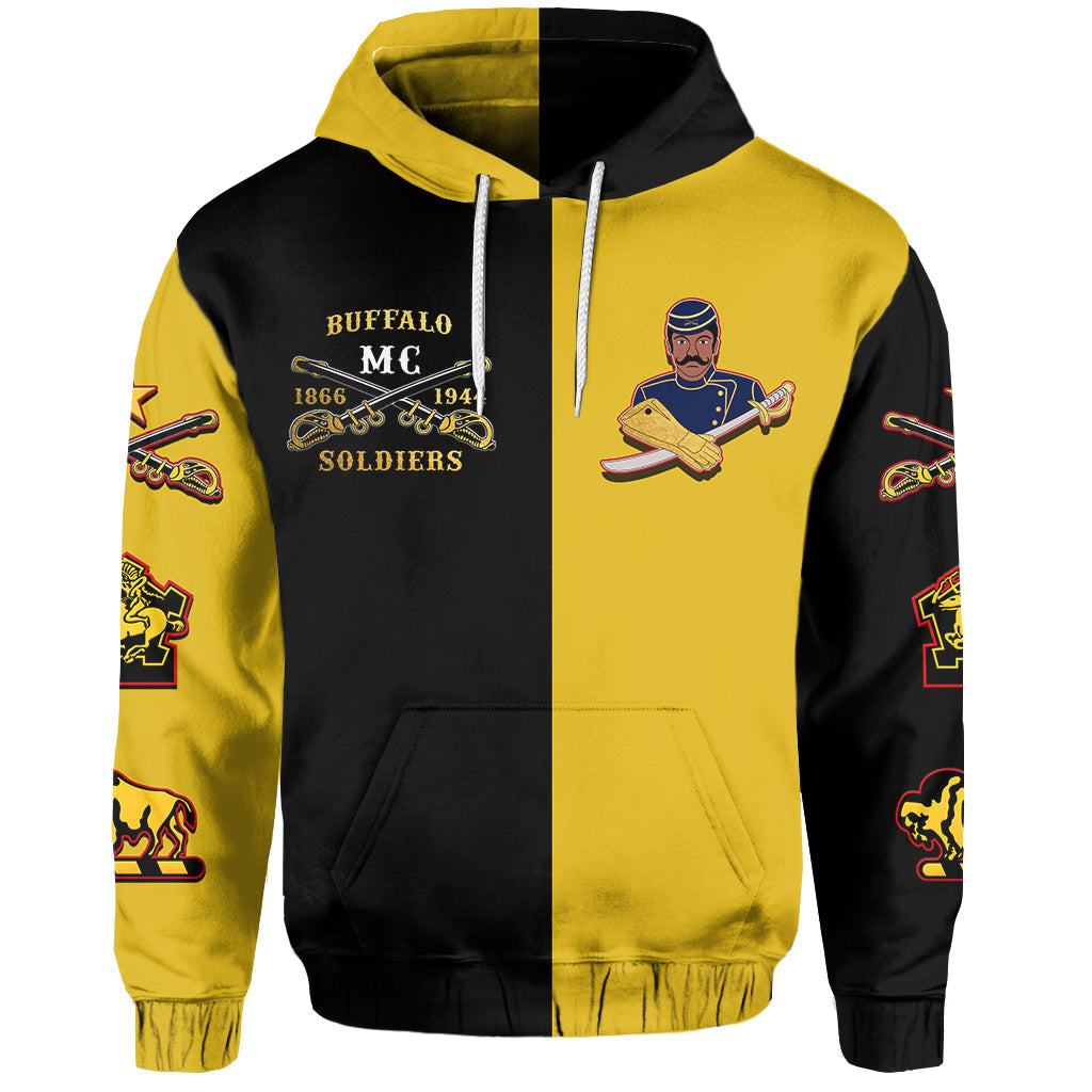 Buffalo Soldiers Hoodie Black Gold Style LT6