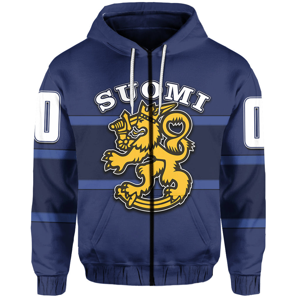 Custom Finland Hockey Suomi Hoodie Blue LT6