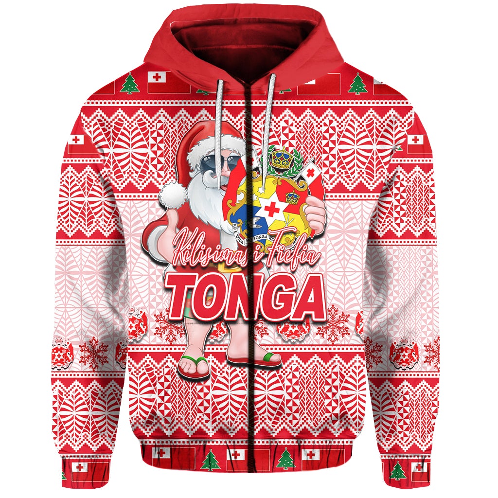 Tonga Christmas Zip Hoodie Cool Santa Claus LT6