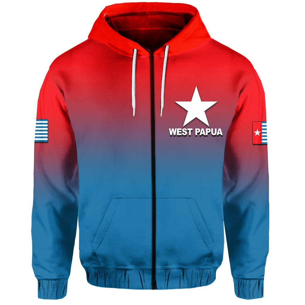 West Papua Zip Up Hoodie Flag Color Simple Style LT6