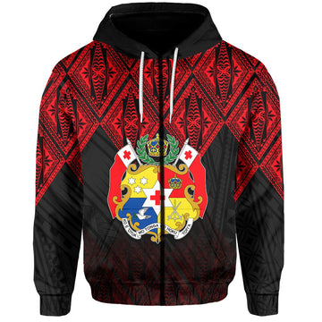Tonga Zip Hoodie Ngatu Black and Red Style LT6