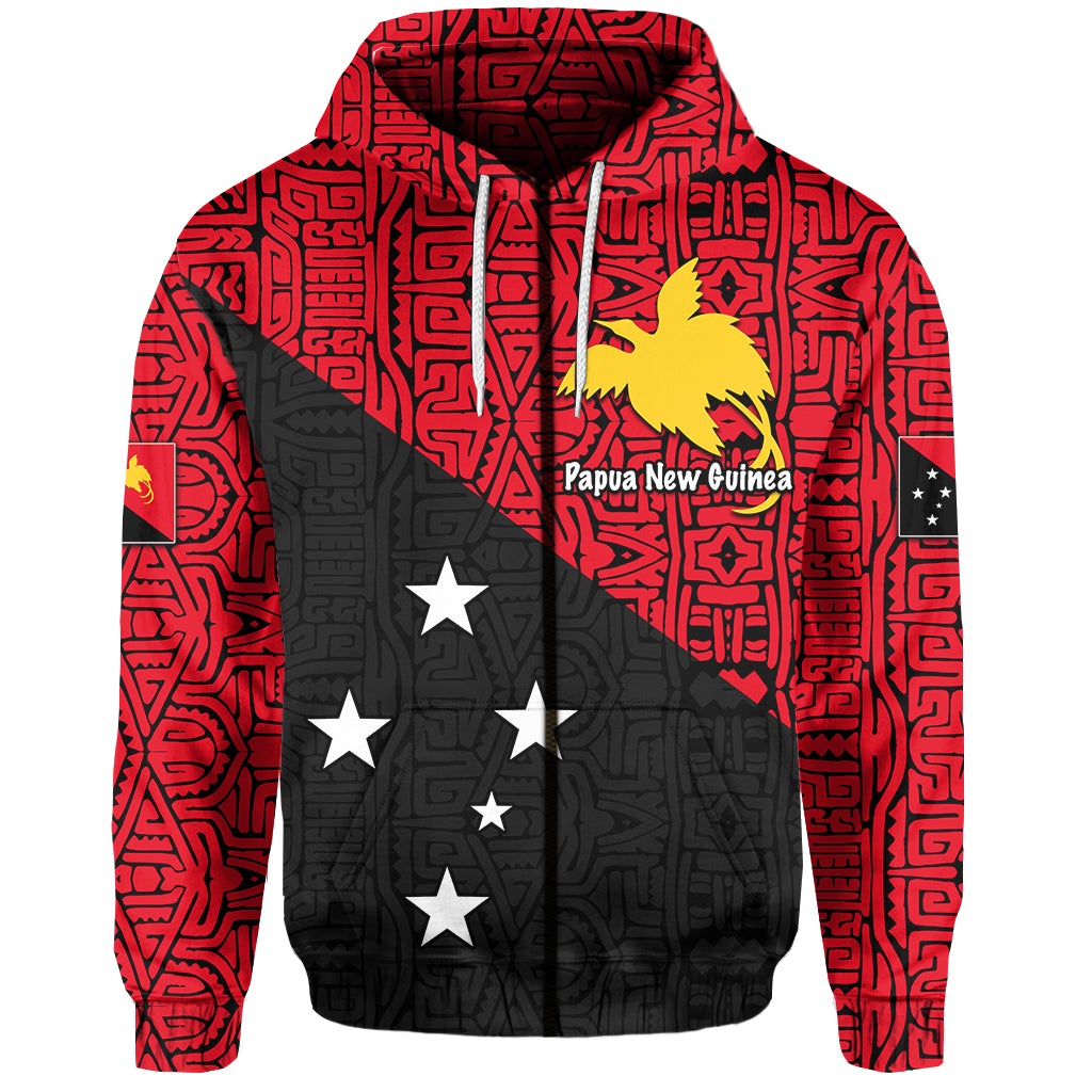Papua New Guinea Zip Hoodie Independence Day Patterns With Flag LT6