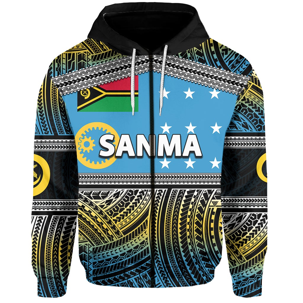 Sanma Day Zip Hoodie Of Vanuatu Polynesian Patterns LT6