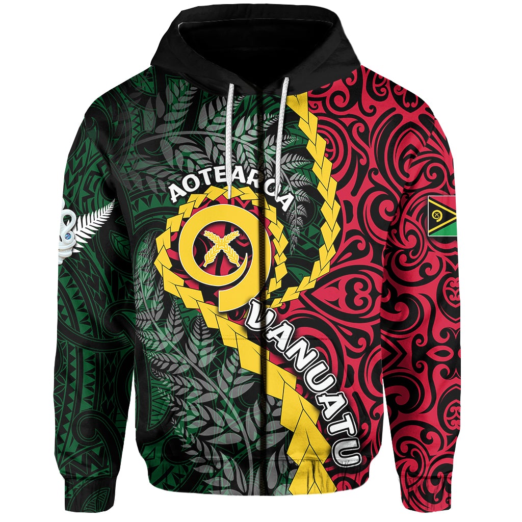 Vanuatu Zip Hoodie Mix Maori Silver Fern LT6