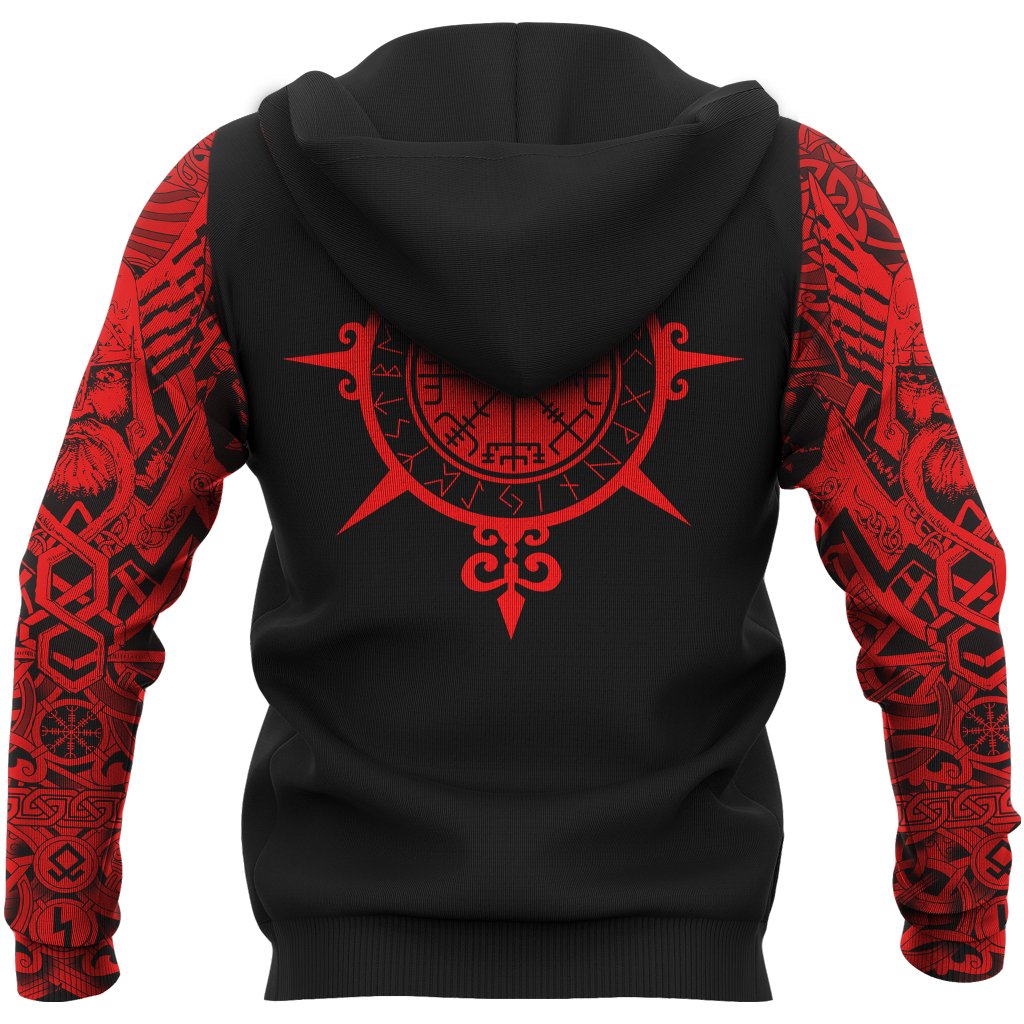 Viking Hoodie Tattoo All Over Print Red RLT12