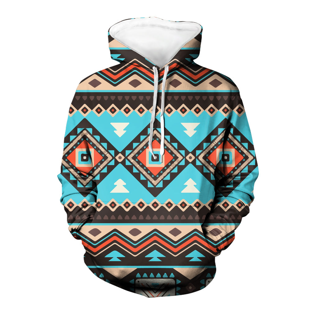 Tribal Line Shapes Ethnic Pattern Native American All Over Hoodie LT10