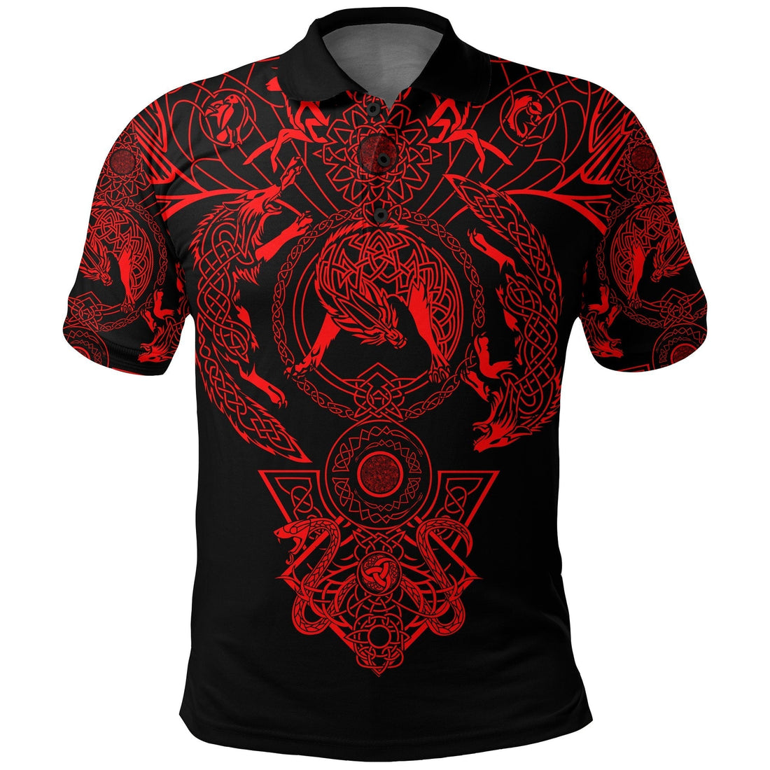 Viking Polo Shirt Tattoo All Over Print Red RLT12