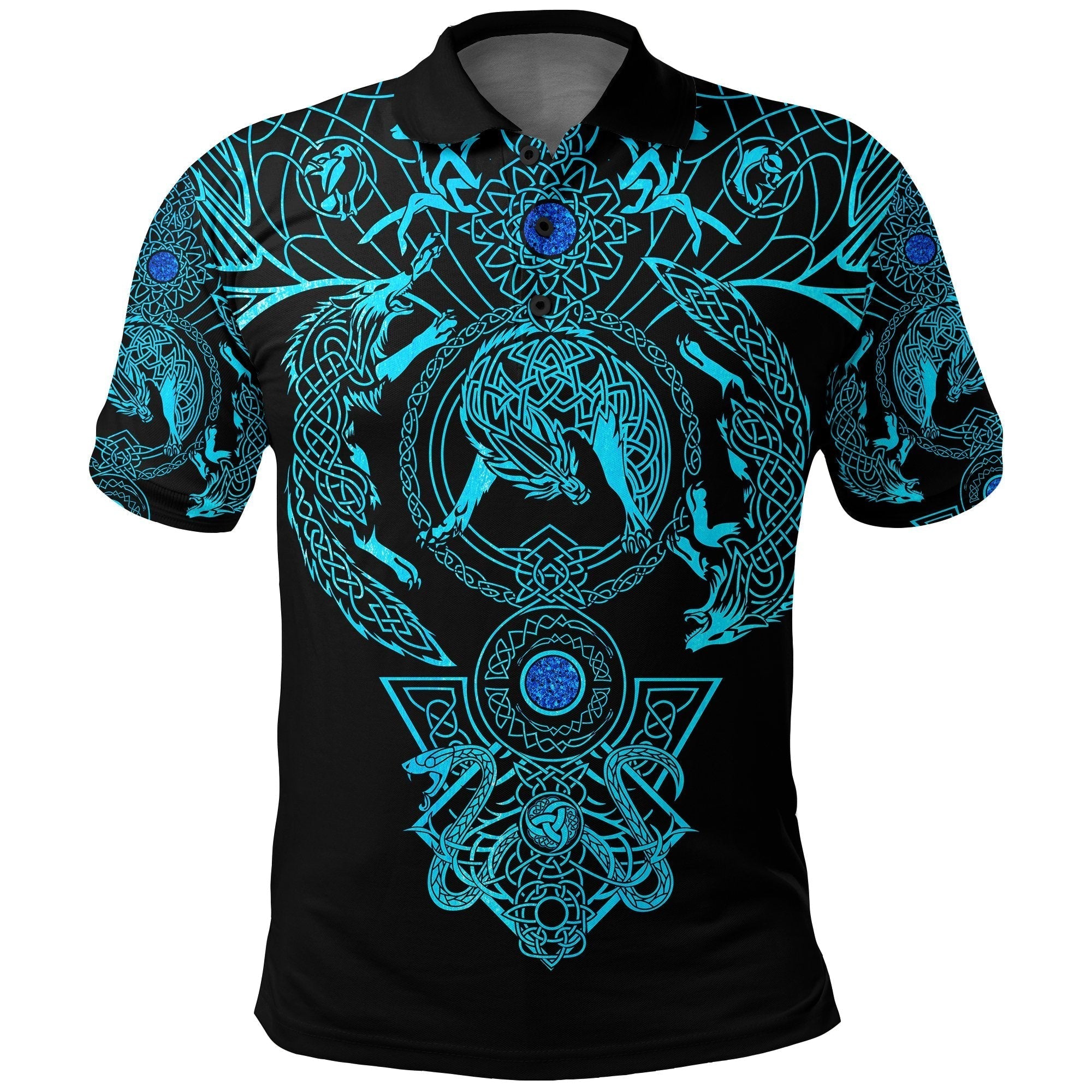 Viking Polo Shirt Tattoo All Over Print Blue RLT12